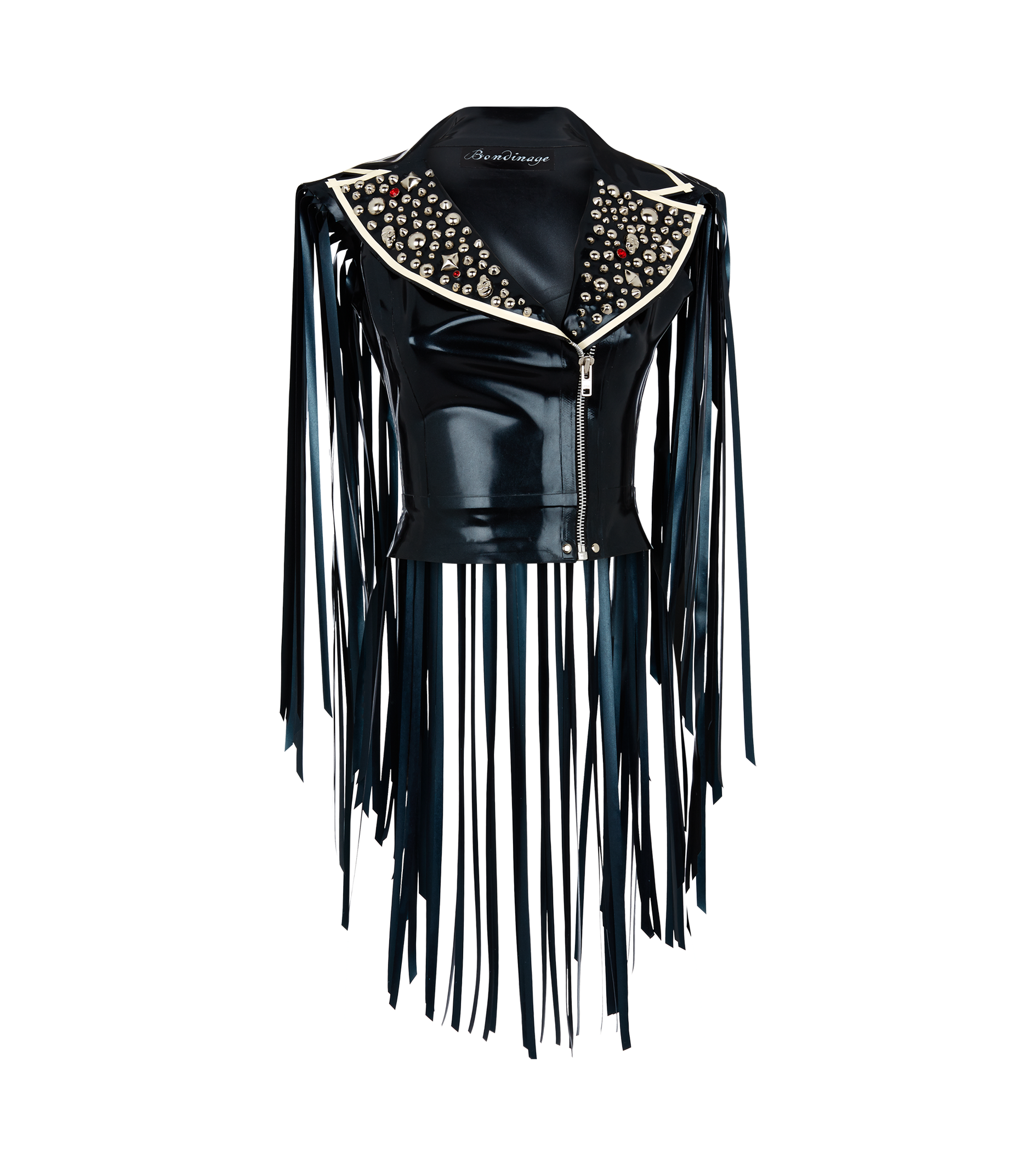 Latex Fringed Biker Gillet