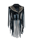 Latex Fringed Biker Gillet Bondinage