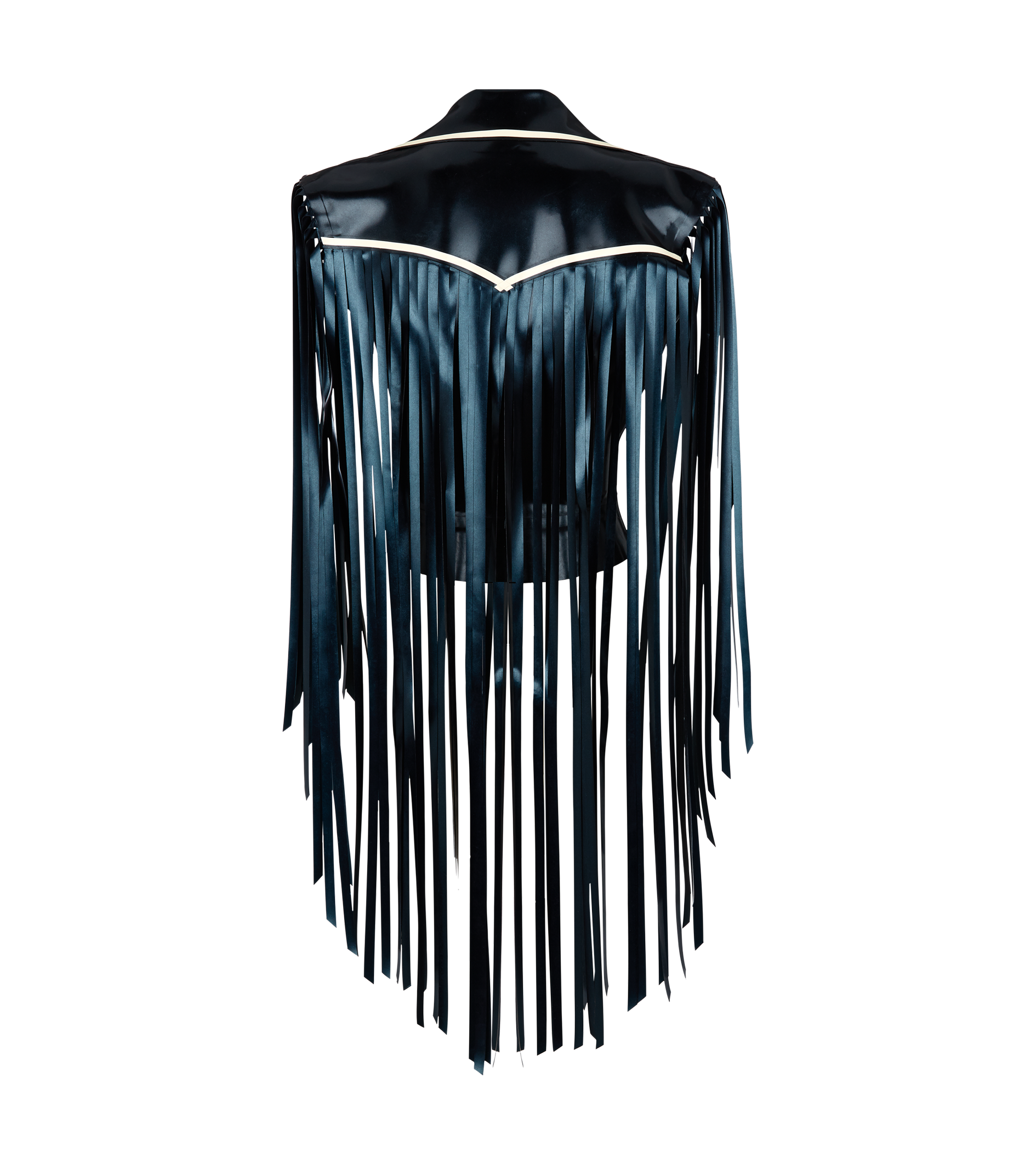 Latex Fringed Biker Gillet
