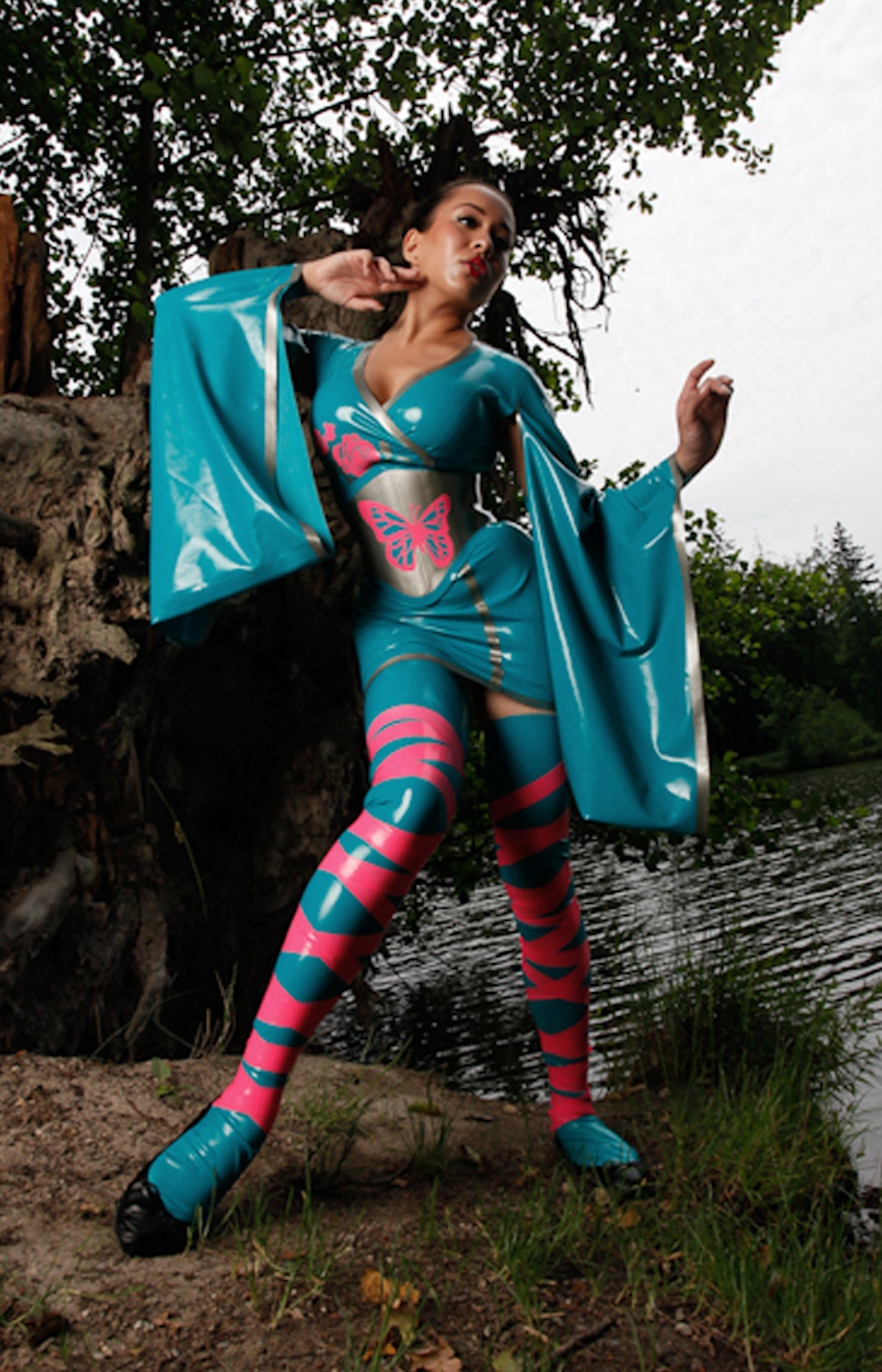 Latex Waspie with Butterfly Appliqué SALE