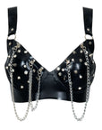 Chrystelle Latex Bra adorned with studs and chains
