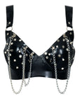Chrystelle Latex Bra adorned with studs and chains