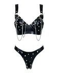 Front view of Chrystelle Latex Bra and Thong 2 piece Set.