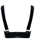 Chrystelle Latex Bra adorned with studs and chains back view