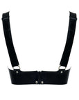 Chrystelle Latex Bra adorned with studs and chains back view