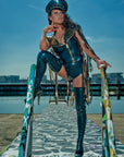 Latex Fringed Biker Gilet Bondinage