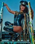 Latex Fringed Biker Gilet Bondinage
