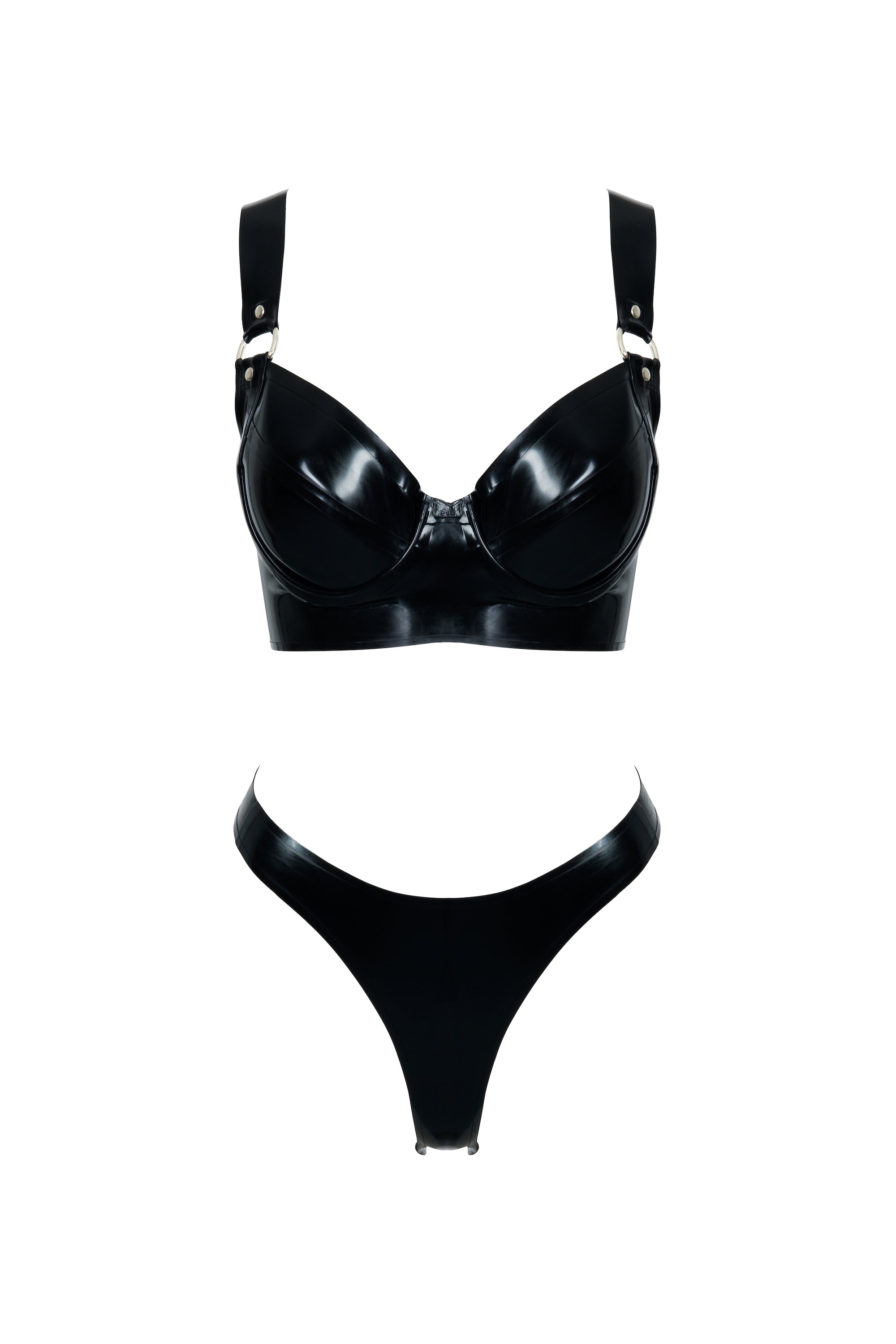 Latex Underwired Bra and Thong set