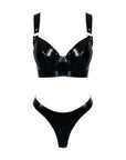 Black latex bra and knicker set