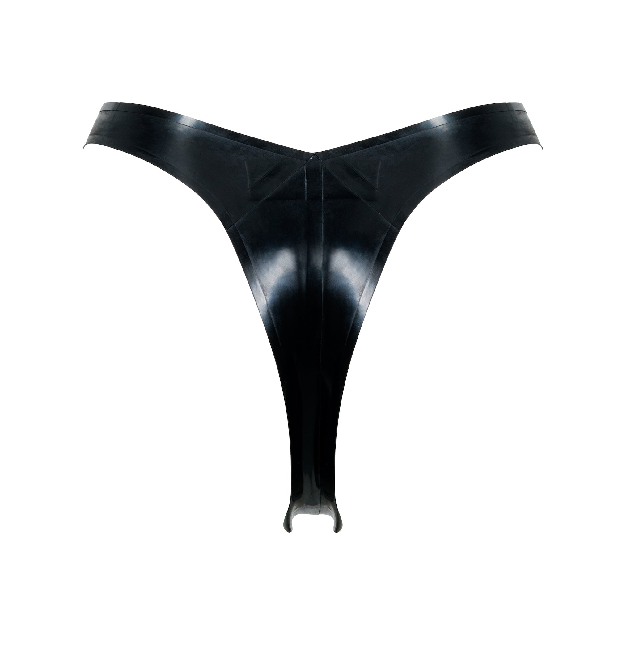 Black Latex Thong back view