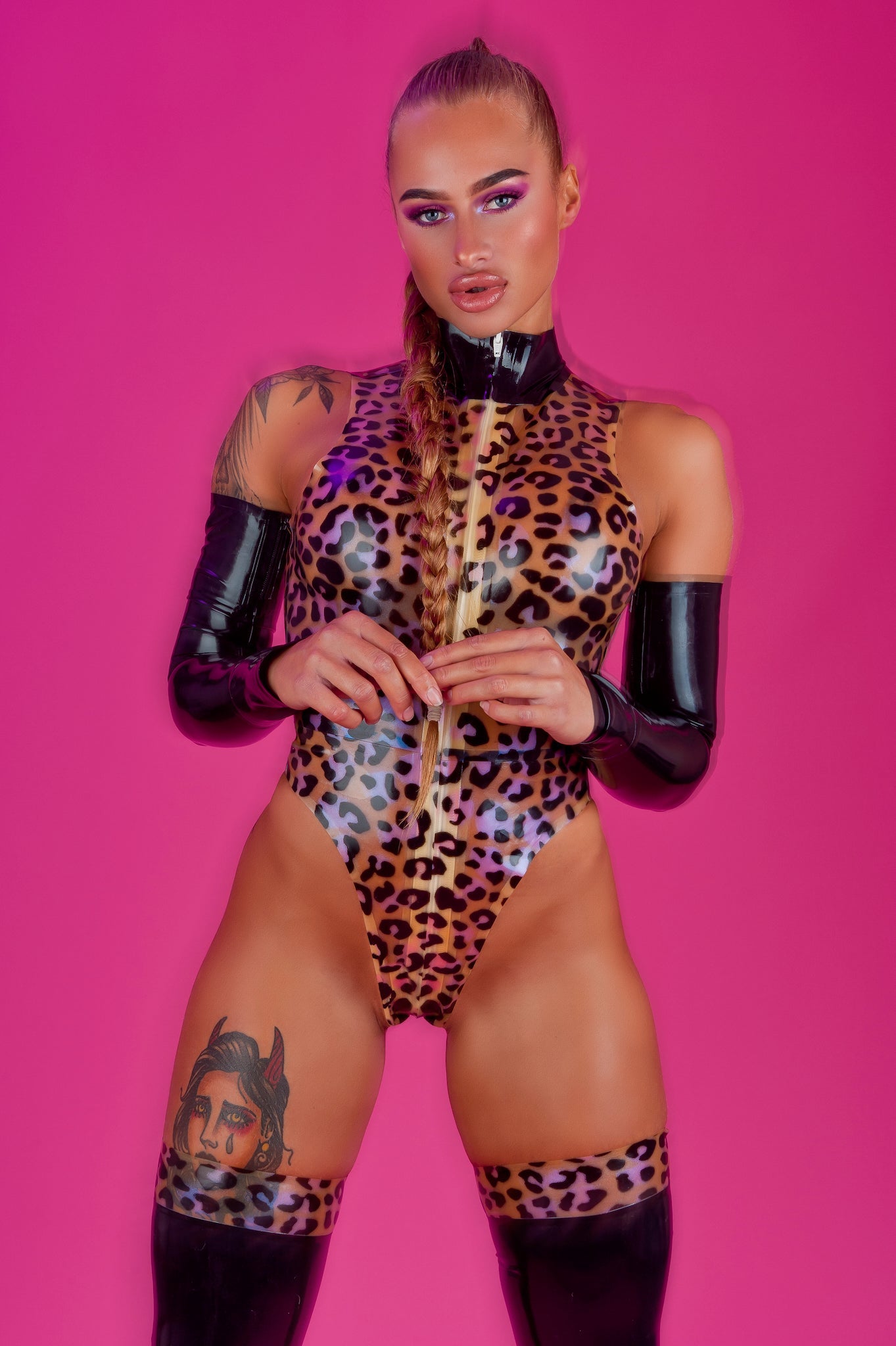 Latex Leopard print Bodysuit