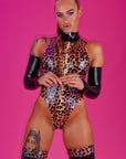 Latex Leopard print Bodysuit