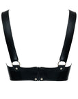 Black Latex Bra with straps on a white background