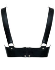 Black Latex Bra with straps on a white background