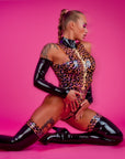 Latex Leopard print Bodysuit Bondinage