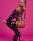 Latex Leopard print Bodysuit