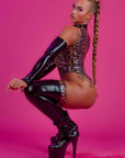 Leopard Latex Complete Look with Latex Pussycat Hood