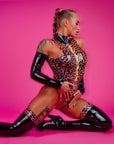Leopard Latex Complete Look with Latex Pussycat Hood