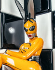 Open mouth latex hood with extra long Rabbit ears