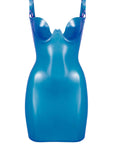 Astera Latex Dress with special bust detail in Azure blue