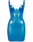 Astera Latex Dress with special bust detail in Azure blue