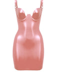 Astera Latex Dress with special bust detail in Metallic Rose latex