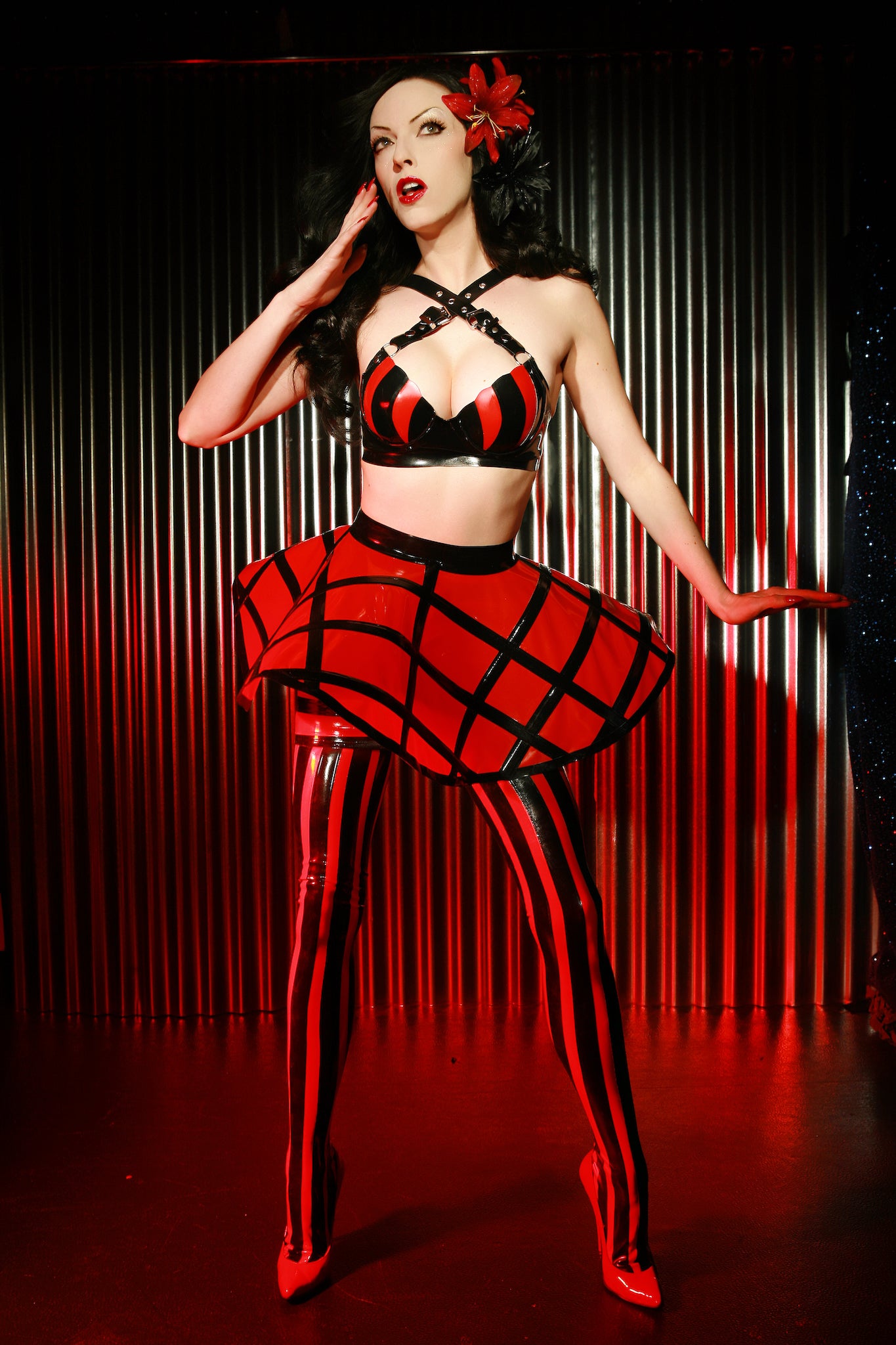 Scallop Latex Bra Metallic