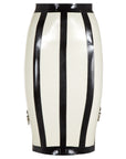 Latex Aviator Jacket & Skirt Set, starburst skirt detail front