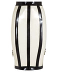 Latex Aviator Jacket & Skirt Set, starburst skirt detail front