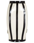 Latex Aviator Jacket & Skirt Set, starburst skirt detail front
