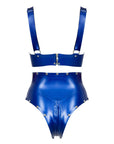 Latex Studded Lingerie Bra & Briefs 2 piece set, back view, on a white background