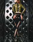 Sybil Lace Back Latex Legging Bondinage