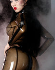 Sybil Lace Back Latex Legging Bondinage