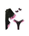 Latex Lingerie Valentina stockings and Pasties Set. Black latex lingerie set.