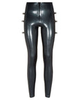 Vertigo latex leggings trimmed with metal bolts on side and back