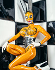 Bondinage Vertigo megaboob inflate body shown here with tights and the Meta waspie.