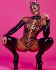 Leopard Latex Complete Look with Latex Pussycat Hood