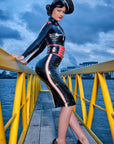 Latex Aviator Pencil Skirt