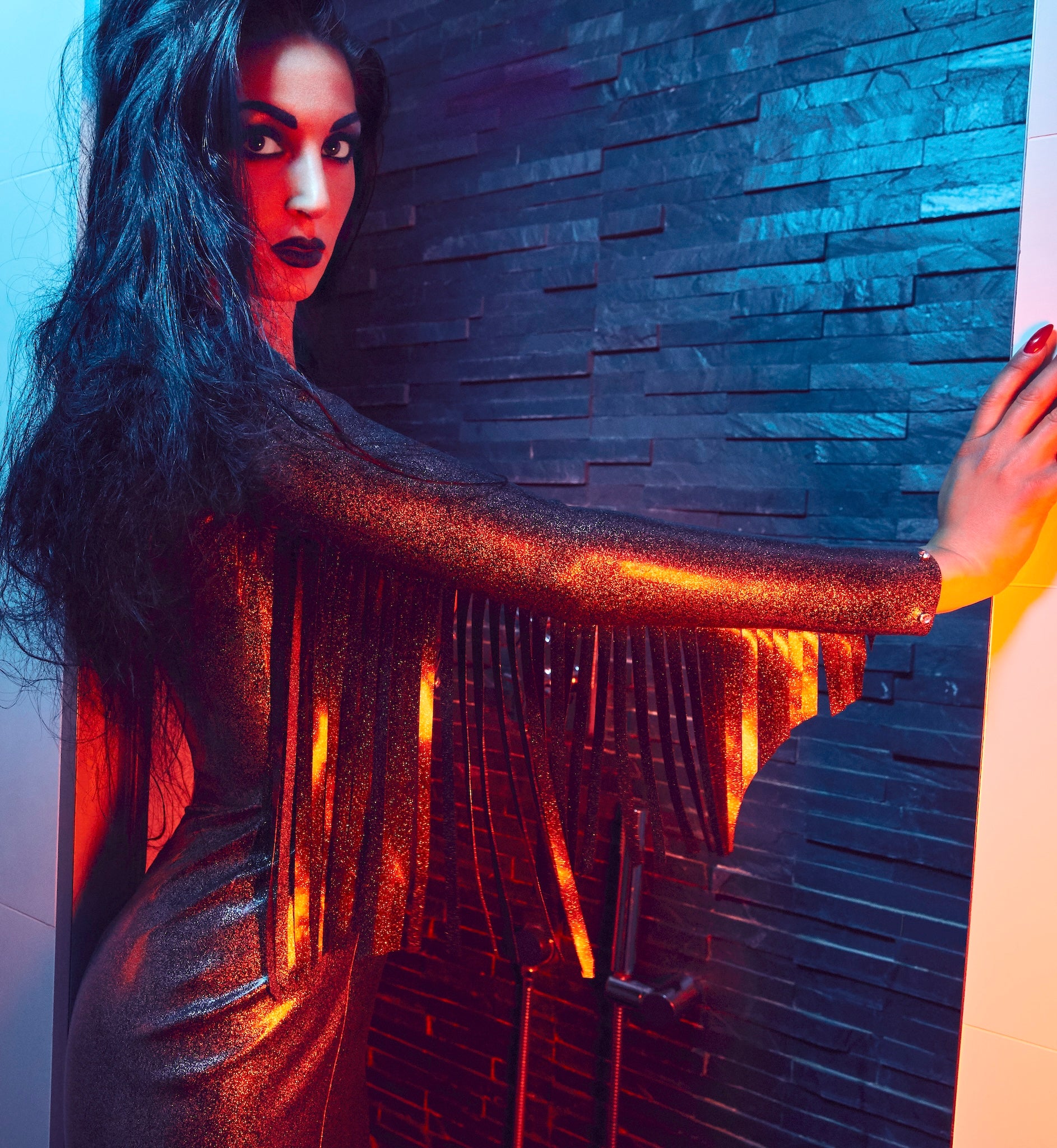Jolene Fringed Glitter Latex Dress  Bondinage Latex