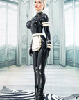 Latex Maid catsuit with Apron and headpiece complete look