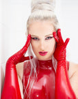 Long latex opera gloves.